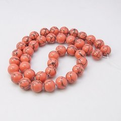 Бірюза синтетична, намистини круглі, оранжеві, d=10 mm