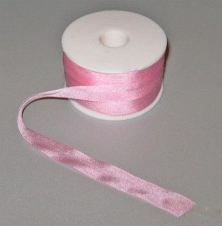 Стрічка для вишивання, натуральний шовк, рожева, 13 мм