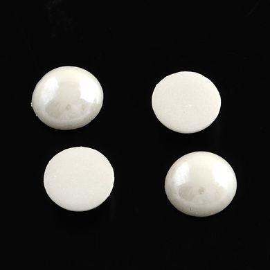 Кабошон з порцеляни, білі, перловий, круглий плоский, d=11.5 mm