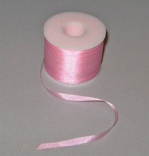 Лента для вышивания, натуральный шелк, розовая, 4 мм