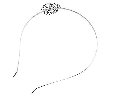 Обруч для волос, серебристый, с филигранным цветком, d=116 mm