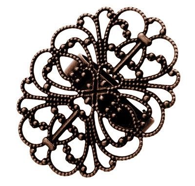 Основа под кольцо филигранная, винтажная, в виде цветка, медная, d=17.5 mm