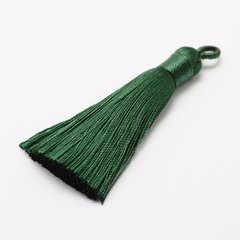 Кулон-кисточка, из "ледяной" шелковой нити, темно-зеленый, 65х8 мм