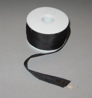 Лента для вышивания, натуральный шелк, черная, 13 мм