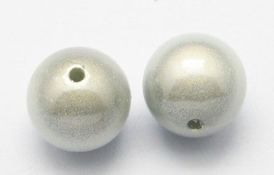 Намистини акрилові, голографічні, срібні, d= 16 mm
