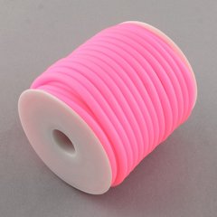 Шнур каучуковый, полый, розовый, диам 5 мм