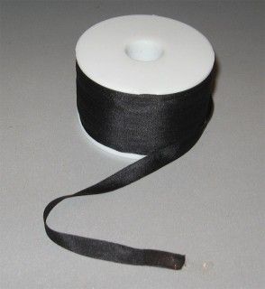 Лента для вышивания, натуральный шелк, черная, 7 мм