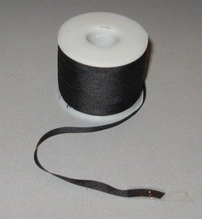 Лента для вышивания, натуральный шелк, черная, 4 мм