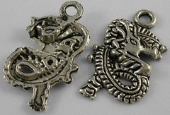 Кулон серебристый в тибетском стиле, китайский дракон