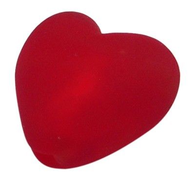 Намистини венеціанські у формі серця, матові, червоні, 16х16х11 mm
