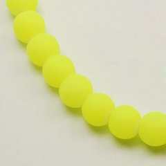 Бусины стеклянные с каучуковым покритием, круглые, неоновые, желтые, d=10 mm