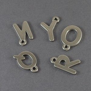 Кулоны металлизированные, цвета никеля, буквы алфавита, 20 mm