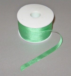 Лента для вышивания, натуральный шелк, светло-зеленая, 7 мм