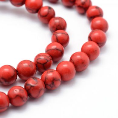 Хаулит, бусины из натурального камня, красные, круглые, d= 8 mm