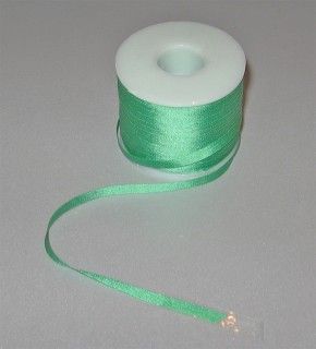Стрічка для вишивання, натуральний шовк, зелена, 4 мм