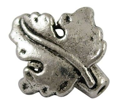 Бусина металлическая в форме листика, серебристая, 16х15 mm