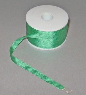 Лента для вышивания, натуральный шелк, зеленая, 7 мм