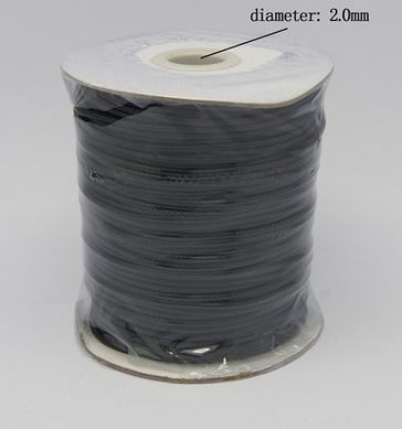Шнур черный с полимерной оплеткой, 2 mm