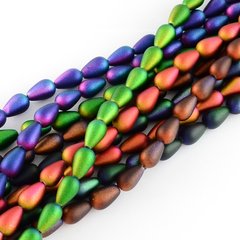 Бусины стеклянные "хамелеоны", в форме капли, разных цветов, 8х13 mm
