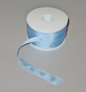 Лента для вышивания, натуральный шелк, голубая, 13 мм