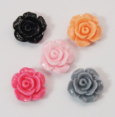 Кабошоны из смолы, в форме розы, разных цветов, d=13 mm