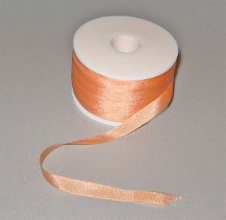 Лента для вышивания, натуральный шелк, оранжевая, 7 мм