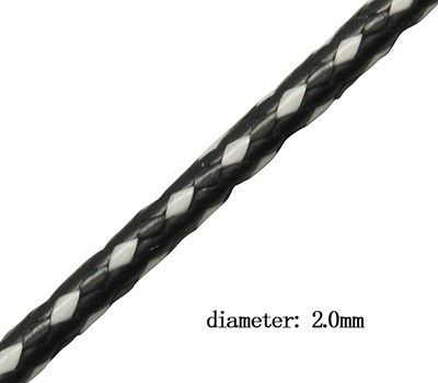 Шнур хлопковый с полимерной оплеткой, черно-белый, d=2 mm