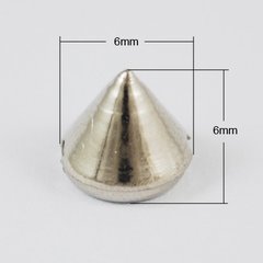 Шипы металлизированные, конические, цвета никеля, 6х6 mm
