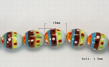 Намистини Лемпворк, круглі плоскі, різнокольорові, d=15 mm