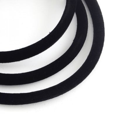 Шнур вельветовый, круглый в сечении, черный, d=5 mm
