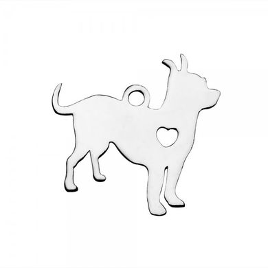 Кулон із сталі, сріблястий, у формі собаки, 18х19 mm