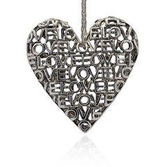 Кулон металлический, серебристый, в форме сердца, 53х52 mm