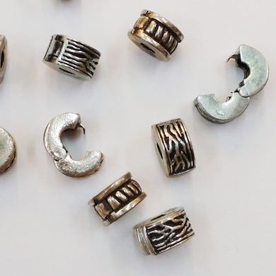 Застібки для браслетів типу Пандора, сріблясті, різних форм, 10х6 mm