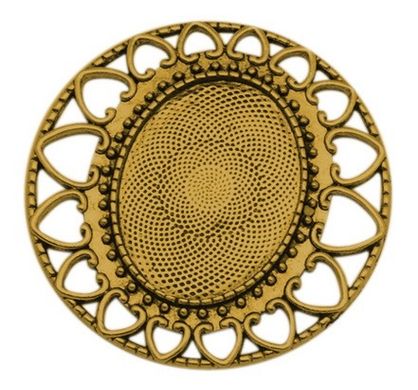 Кулон золотистый, основа под кабошон размером 40х30 mm, круглый, d=63 mm