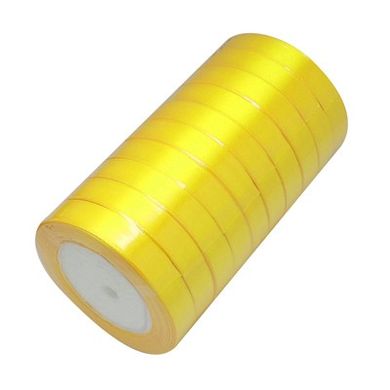 Лента сатиновая, желтая, 16 mm