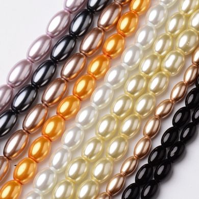 Намистини під перли, зі скла, у формі рисового зерна, різних кольорів та розмірів