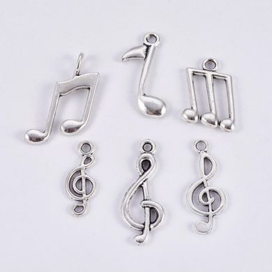 Кулони металеві, сріблясті, литі, ноти та скрипкові ключі