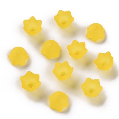 Бусы из акрила в форме цветка, желтые, матовые, диам 10 мм.