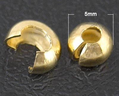 Стопперы разъемные, кримпы, золотистые, d=5 mm