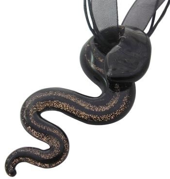 Кулон Лэмпворк, в форме змеи, черный, 63х25 mm