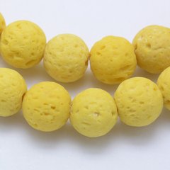 Лава, намистини натуральні, круглі, жовті, d=10 mm