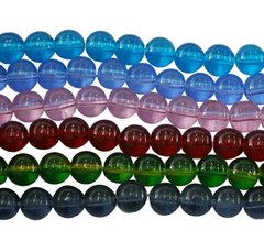 Бусины стеклянные, круглые, прозрачные, разных цветов, d=6 mm