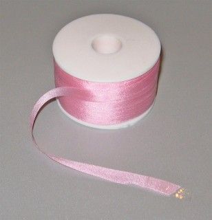 Лента для вышивания, натуральный шелк, розовая, 7 мм