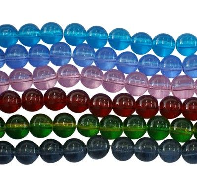 Бусины стеклянные, круглые, прозрачные, разных цветов, d=6 mm