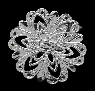 Основа под кольцо филигранная, в виде цветка, серебристая, d=18 mm